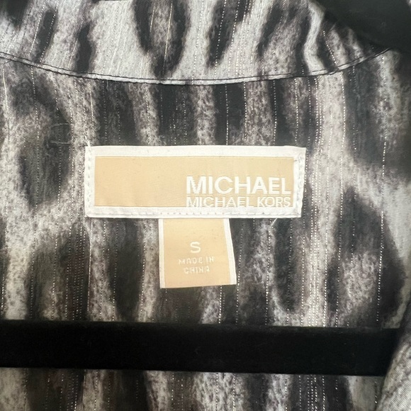 MICHAEL Michael Kors Black and Gray Sheer Leopard Print Button Down - Picture 5 of 7